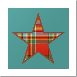 Multicolor plaid star design Posters and Art